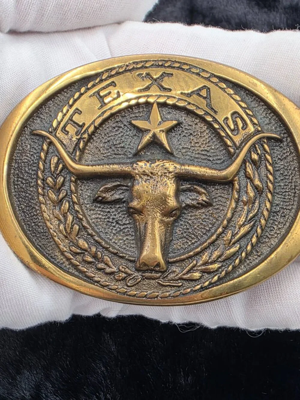 Texas Longhorn Brass Belt Buckle Vintage 1977 Heritage Mint Ltd USA Rare AE12636